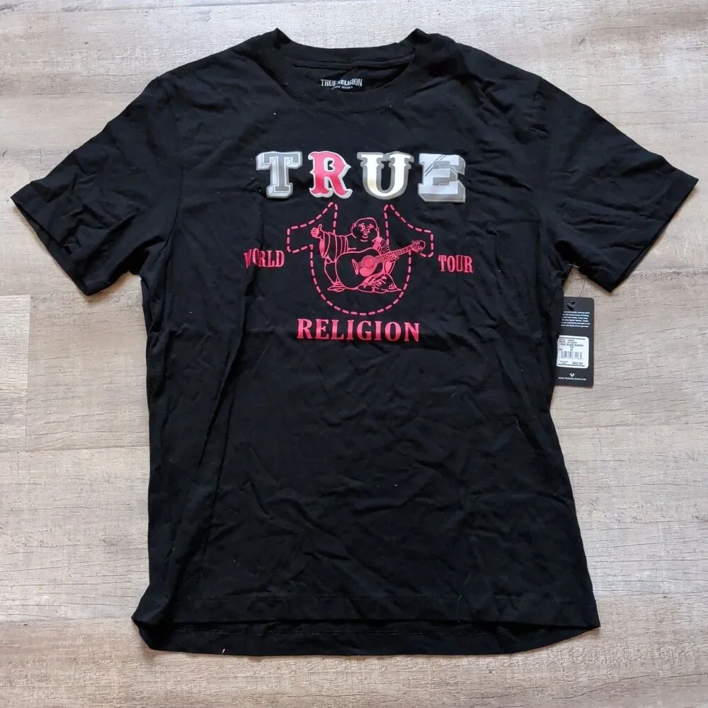 NWT True Religion World Tour Buddha Graphic Black T-Shirt Men's Size XL